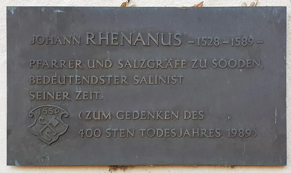 Gedenktafel für Johannes Rhenanus im Kurpark von Bad Sooden-Allendorf